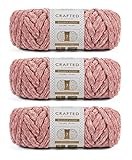 Crafted By Catherine Braided Velvet Yarn - 3 Pack, Rose, Gauge 7 Jumbo