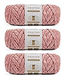 Crafted By Catherine Braided Velvet Yarn - 3 Pack, Rose, Gauge 7 Jumbo