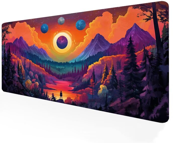 Tapis de souris XXL 1200x400x3mm lune en caoutchouc pour bureau gamer