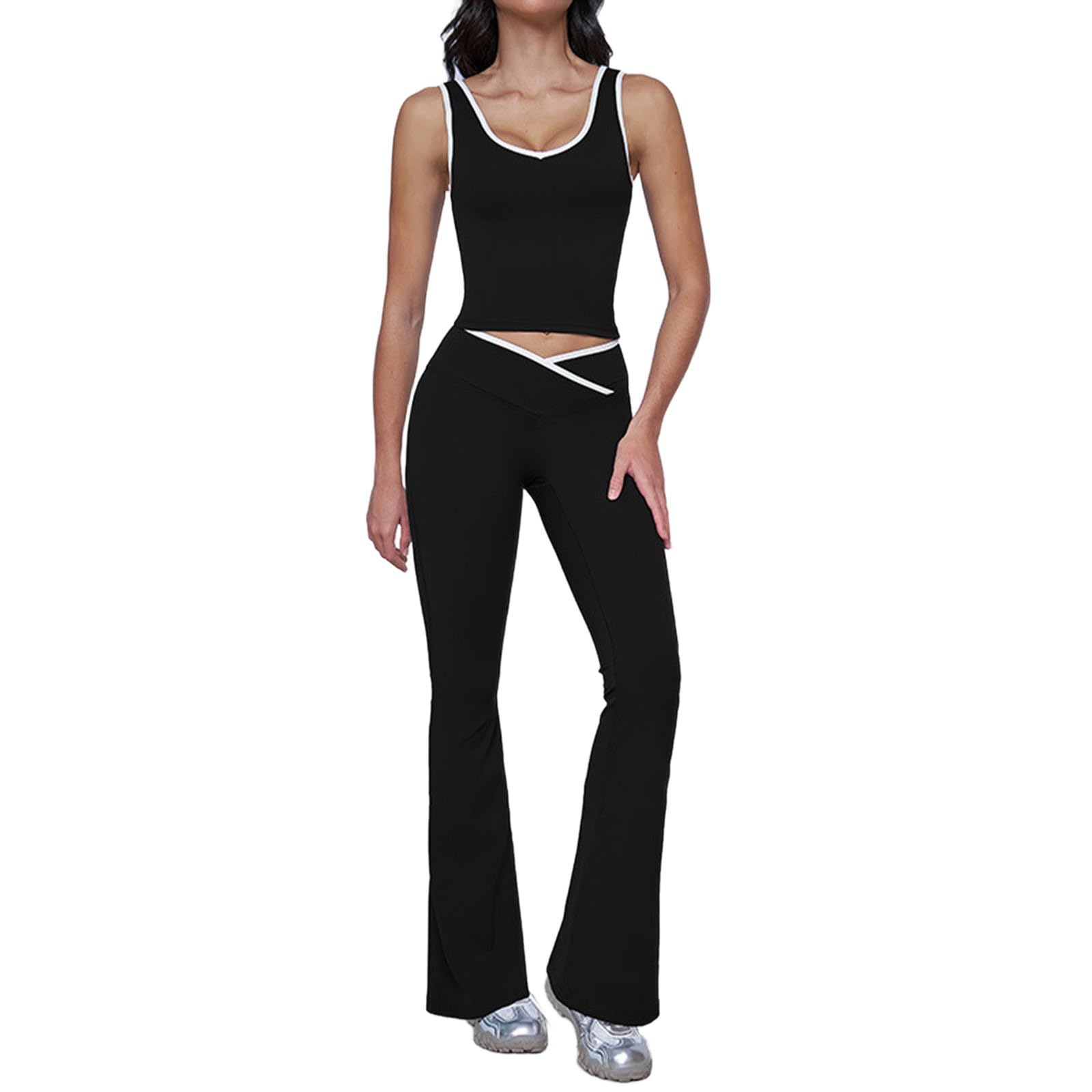 Zestawy treningowe dla kobiet z długim rękawem Crop Top Scrunch podnoszące pośladki legginsy z wysokim stanem 2-częściowe stroje na siłownię do jogi