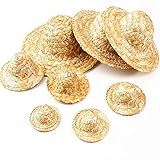 tiecawk 8 Pieces Natural Straw Hats Mini Sombrero Hats Crafts Straw Hats DIY Mini Hat for Birthday Party Supplies Tabletop Ornament DIY Accessories,8 Sizes