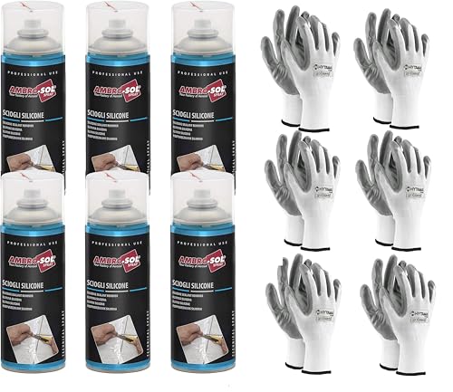 HYTAMA TOOLS dissolve silicone durci spray remove silicone frais 6 x 400 ml + 6 gants offerts