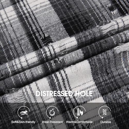 Image of WARHORSEE Flannel Shirt for Men Long Sleeve Button Down Plaid Shirts | Soft Cotton Blend for Multi-season Wear, Lightweight yet Warm, Dual buttoned storage pockets, Machine Washable Easy Care
