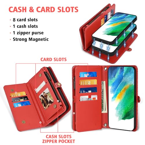 Housse portefeuille Samsung S21 FE 5G rouge idéale pour vos sorties