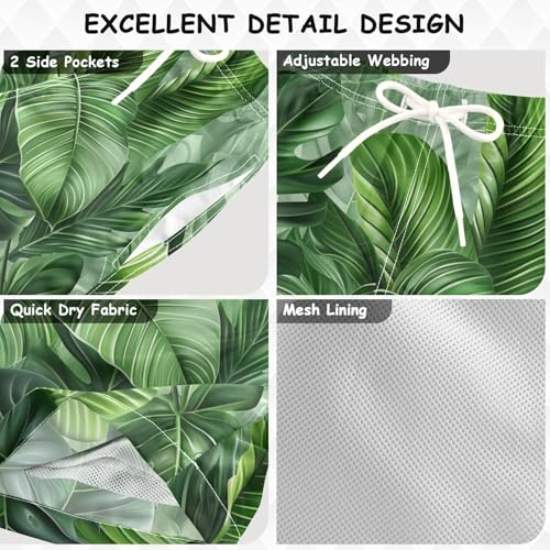 Pigsaly Boys Swim Trunks Green Leaves Boys Board Shorts Swimsuit Swimwear Summer Bathing Suit 2T3