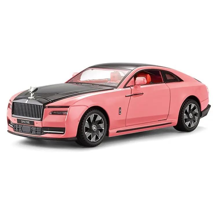 Image of BlackZone Compatible for 1 /24 Scale Rolls Royce Spectre Diecast Model Car Toy, Zinc Alloy Pull Back car with Openable Doors, Sound and Light Car Toy for Kids Boys and Girls (1:24 Spectre - Pink)