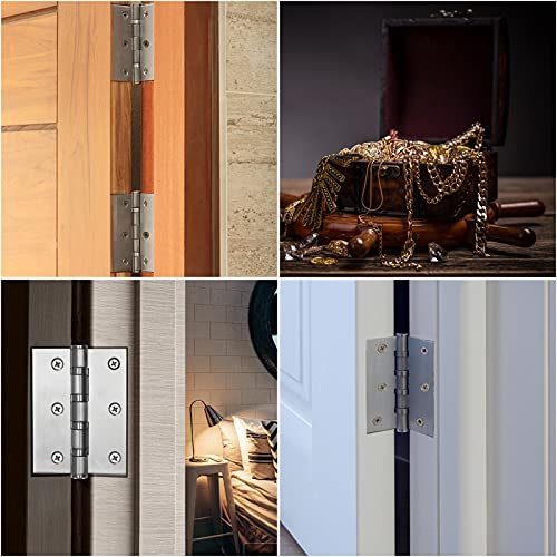 30Pcs 2.75" X 1.7" Stainless Steel Hinges Small Folding Butt Hinges Sliver Cabinet Door Closet Door Hinge, Home Furniture Hardware For Cabinets, Window, Closet, With 180 Mounting Screws #TOP6