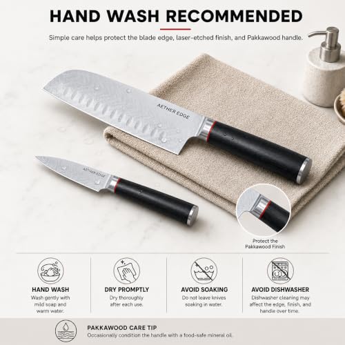 AETHER EDGE 2-Piece Santoku Chef Knife Set, 7" Santoku & 3.5" Paring - image 5