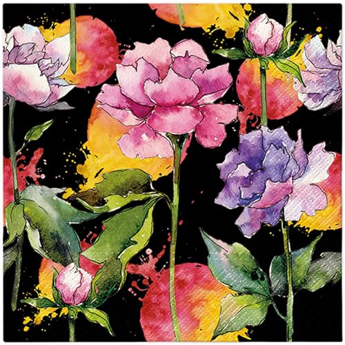 20 Servietten Blumen, Garten & Natur Hasen, Küken, bunte Eier als...