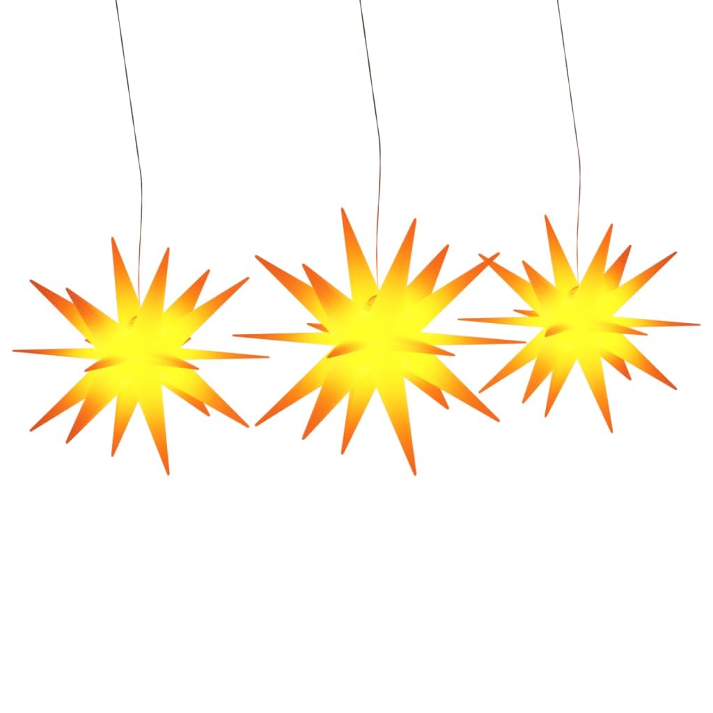 Homgoday Lámpara Estrella Moravia LED Plegable 3 Unidades Amarillo Luces de Navidad Casa y jardín