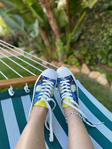 Women’s Low Top Platform Lace Up Canvas Van Gogh Shoes - Casual Fashion & Walking Sneakers Famous Print Art4