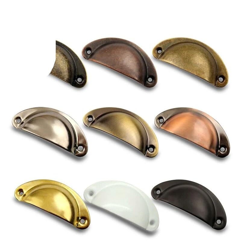 Maniglie for armadietti a conchiglia retrò in ottone antico da 20 pezzi(Brushed Green Bronze)
