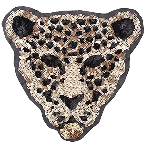 Huluth Iron On Leopard Patch Sequin Patches Embroidered Badge Motif Applique Patch For Clothing Jeans T-Shirt #TOP8