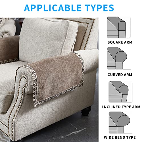 Minjiatex Couch Arm Covers,Non-Slip Lace Sofa Arm Covers Set Of 2 Washable Sofa Armrests Covers For Living Room Recliner Chair Arm Covers Protectors For Leather Sofa Armrest Slipcover (Hzw-Brown) #TOP4