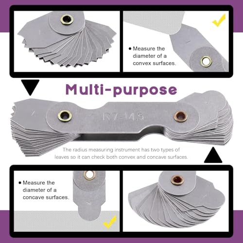 1 Stück Radiusmessgerät, Radienlehren-Set Metrisches Edelstahl-Fillet-Messgerät Tragbares Messgerät Für Konkave Und Konvexe Oberflächen, Zum Messen Des Radius Von Objekten (R25-50MM)