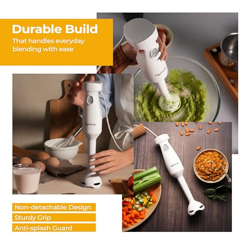 Image of Lifelong 300W Electric Hand Blender for Kitchen | Single Speed Control | Detachable Stainless Steel Blades | Silent Operation | Easy Click Fit Locking | Multipurpose Blender for Smoothies & Juices