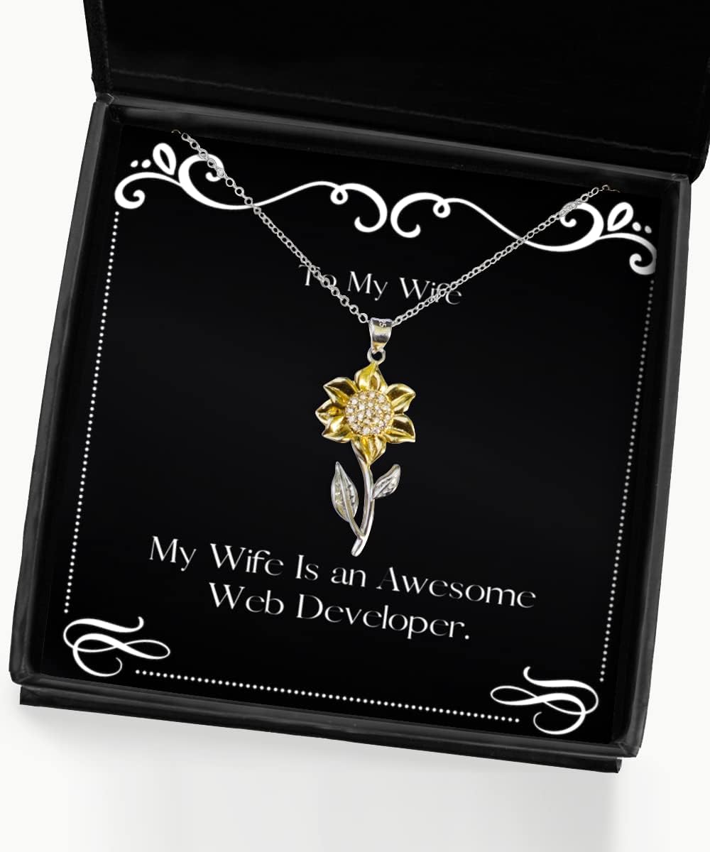Gag Wife, My Wife is an Awesome Web Developer., Holiday Sunflower Pendant Necklace for Wife