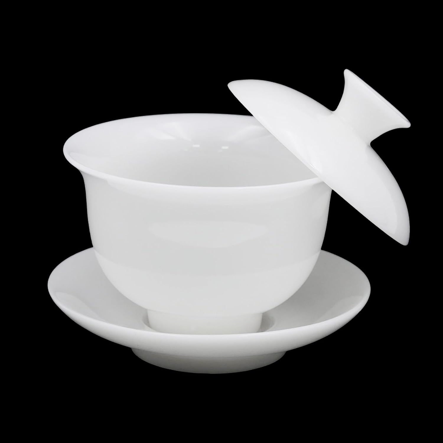 Gaiwan 5oz Porcelain Teacup with Lid and Saucer, Chinese Kung Fu Tea Cup