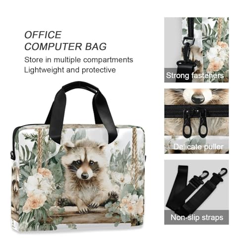Bolsa para laptop floral Raccoon con múltiples bolsillos miniatura 6