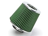 GREEN 3" 76 mm Inlet Cold Air Intake Cone Replacement Quality Performance Washable Clamp-On Dry Air