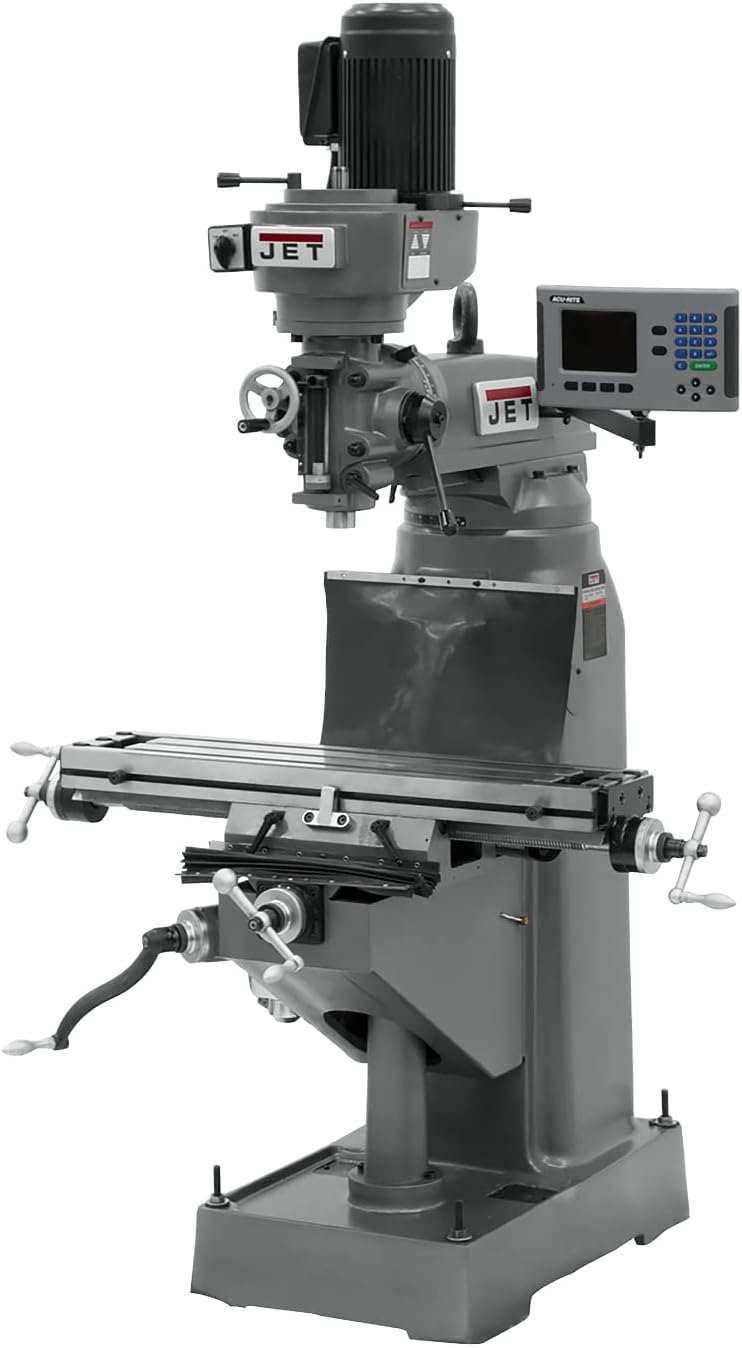 JET JVM-836-3 Step Pulley Milling Machine, 2-Axis ACU-RITE 203 DRO, X-Axis Powerfeed (690146)