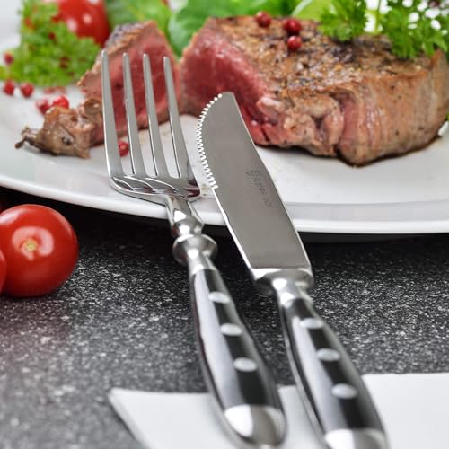 Foto von GRÄWE Steakbesteck, 12-teilig, Besteckset für 6 Personen, Steakgabel, Steakmesser, Edelstahl poliert, schwer, spülmaschinengeeignet - Nürnberg
