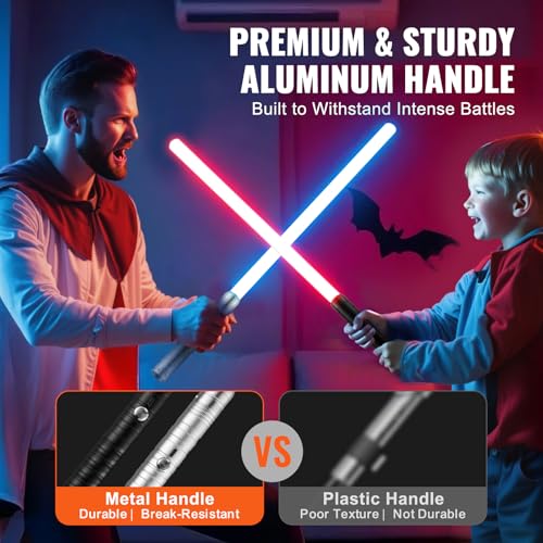 Image of VEVOR Light Sword, 2 Pack Light up Sword with 7 RGB Colors, 4 Sound Modes and Realistic Handle, Rechargeable Toy for Adults and Kids, Christmas Day, Halloween Cosplay, Birthday