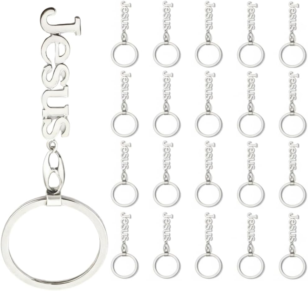 Sixhaven Jesus Keychains Bulk 20 Pack - Christian Favors for Kids & Adults, Great for Baptism, Easter, or Church Outreach
