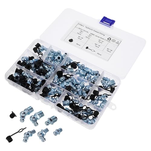 RORPOIR 120piezas Kit Surtido Engrasadores Metálicos con Tapas Antipolvo Boquillas de Grasa Varios para Mantenimiento de Coches y Maquinaria