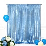 Picture of Eternal Beauty Baby Blue Sequin Backdrop, 8x8 Ft Glitter Background Curtains for Shimmer Photography Party Wedding Birthday Back Drop Decor