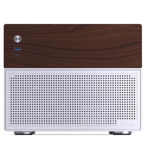 Image of JONSBO N4 White NAS Pc Case, Walnut Wood, 8-Drive Bay /6 * 3.5 inchHDD (4 hot-swap,2 Non hot-swap), 2 * 2.5SSD,Micro ATX Chassis USB3.2Gen2Type-C, 1x120mm Fan Built-in, White