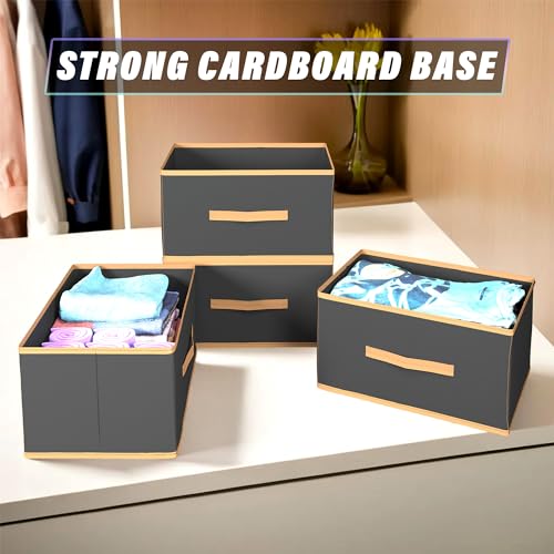 Image of Kuber Industries Foldable Boxes For Storage (Pack of 2) - Multipurpose Storage Organizer For Clothes | Wardrobe | Closet | Toys | Books | Socks - Undergarment Organizer Basket With Handle (Black)