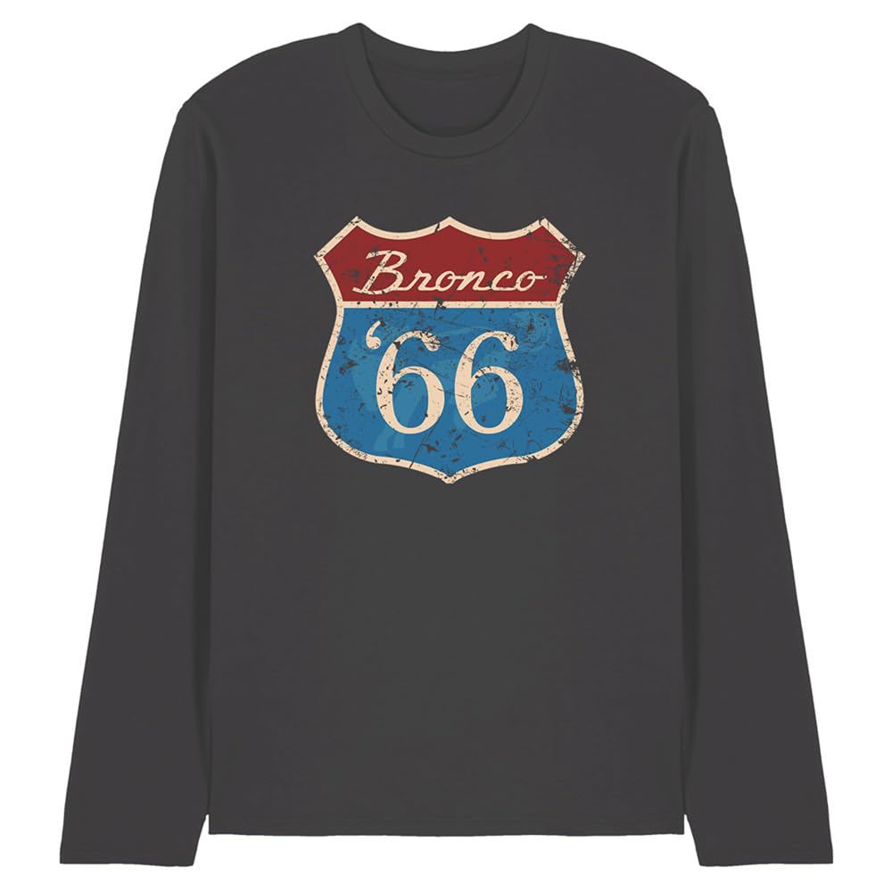 Ford Men's Grey Bronco Route 66 Bronco Long Sleeve T-Shirt C in Size XL, Sports Direct