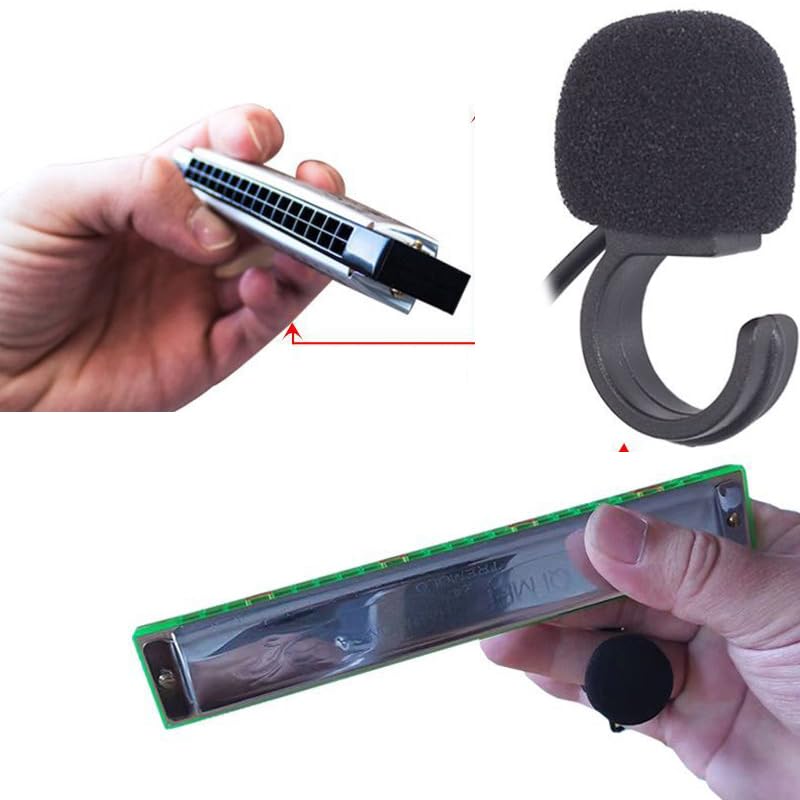 ThtRht Harmonica Microphone 3.5mm Ring Clip Finger Holder Flute