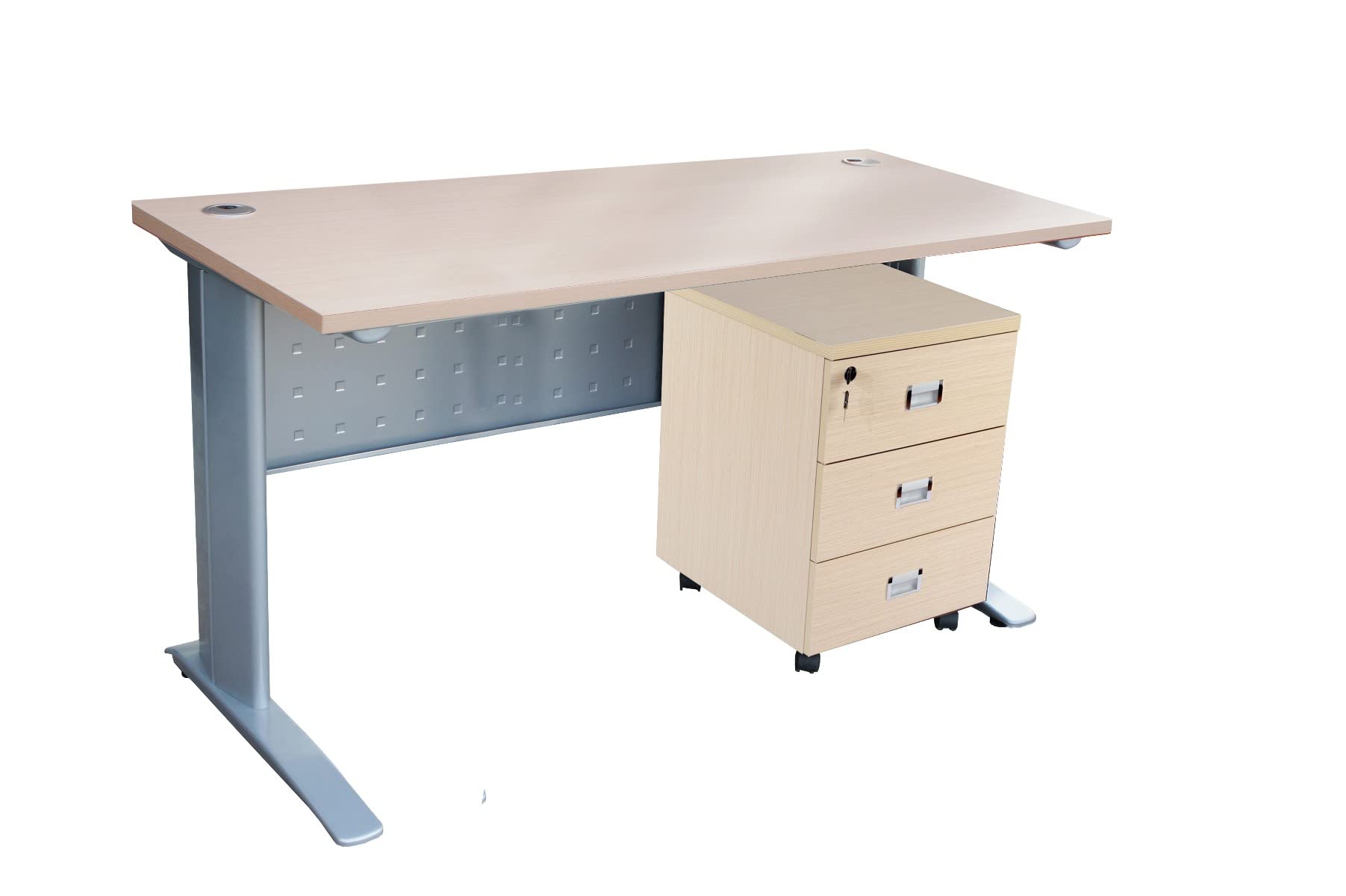 Mahmayi Stazion 1410 Office Desk, Modern Design Executive Desks for Computer Workstation, Oak with Drawers, 160cm x 75cm