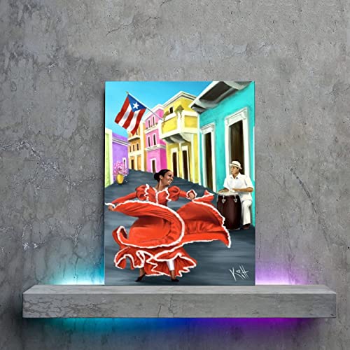 Puerto Rican Folk Art Poster Puerto Rican Dance Art Poster Canvas Painting Posters And Prints Wall Art Pictures For Living Room Bedroom Decor 20X26Inch(51X66Cm) Frame-Style #TOP4
