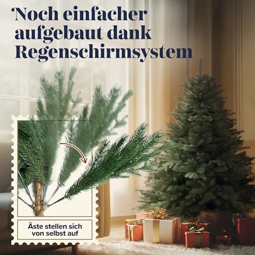 Weihnachtsbaum künstlich 120cm 100% PE Spritzguss - TESTSIEGER - Naturgetreu, dichte Zweige… – Ansicht 4