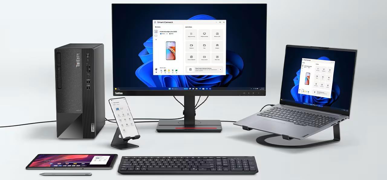 Lenovo ThinkCentre Neo 50t Tower Desktop Computer, 4-core Intel Core i3-13100, 32GB RAM, 1TB SSD, 3-Monitor Ports (DP+HDMI+VGA), RJ-45, WiFi, USB-C, Card Reader, Wired KB & Mouse, Windows 11 Pro