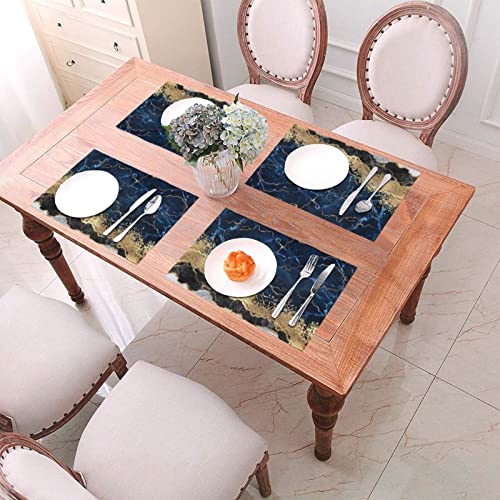Sets de table tissés résistants à la chaleur imperméables bleu marine - 3