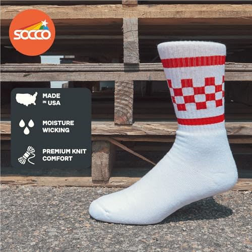 White Red Checkered Crew Socks Made in USA3
