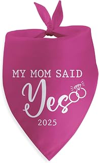 My Mom Said Yes 2025 Wedding Dog Bandana for Large Medium Small Dogs Engagement Announcement Wedding Party Decorations Photo Prop Pet Scarf Accessories Christmas Puppy Gifts