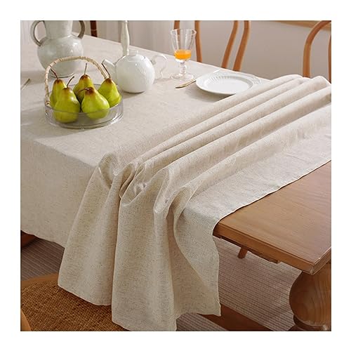 Nappe de table rectangulaire beige écru coton lin anti tache 135x200 - 6