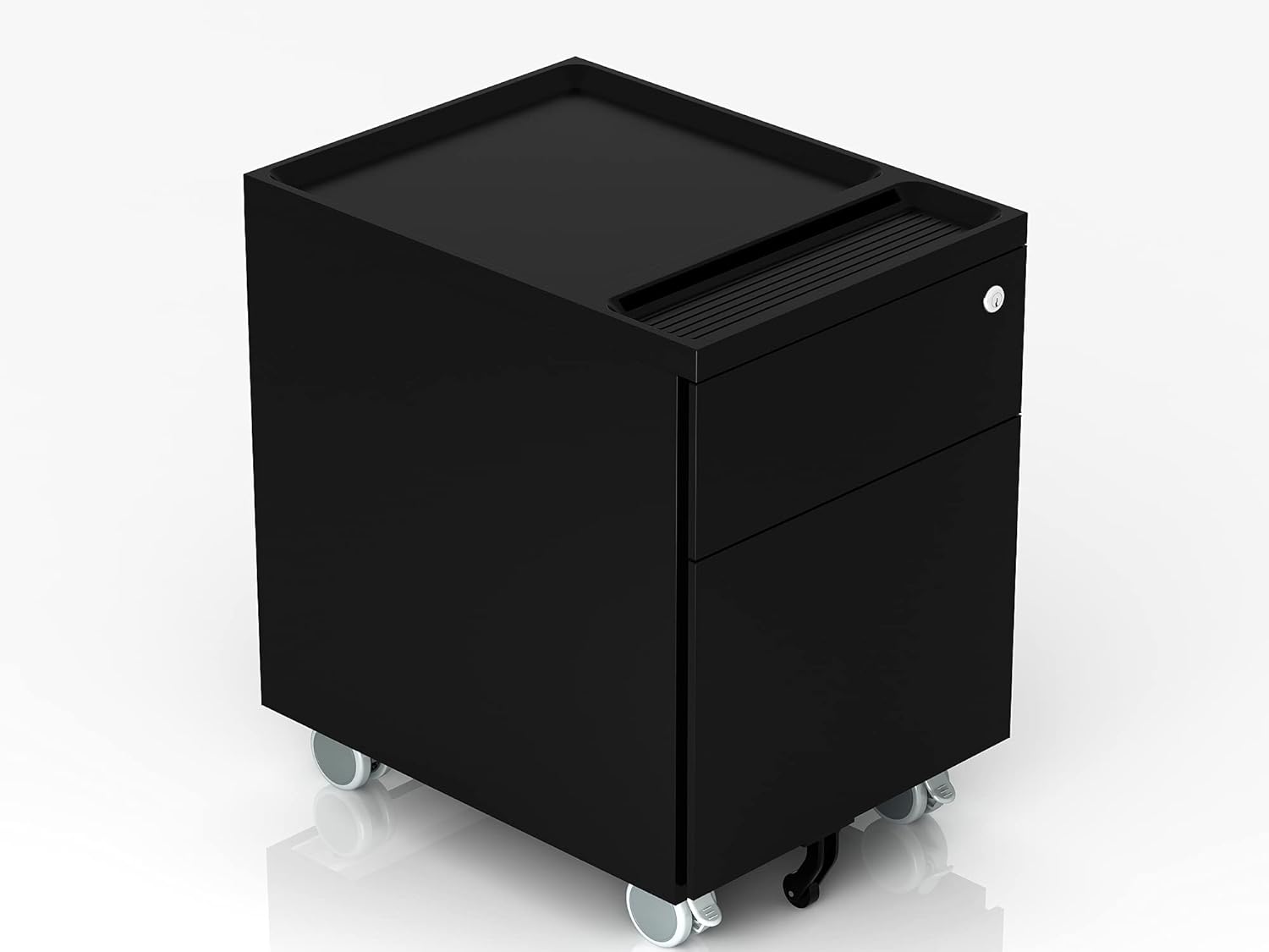 CuHome 2-Drawer Mobile Filing Cabinet with Lock and Casters, Fully Assembled Except Casters, Vertical File Metal Cabinet for Home Office, Small Filing Cabinet Under Desk, Black : Home & Kitchen