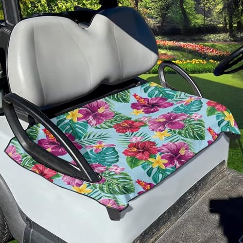 HUISEFOR Tropical Golf Cart Seat Towel Covers Hibiscu Golf Cart