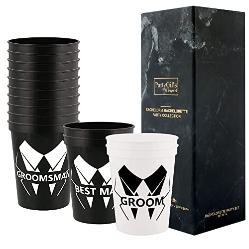 PartyGifts&beyond Bachelor Party Favors 13 PCS Plastic Groomsmen Cups,LJ-B