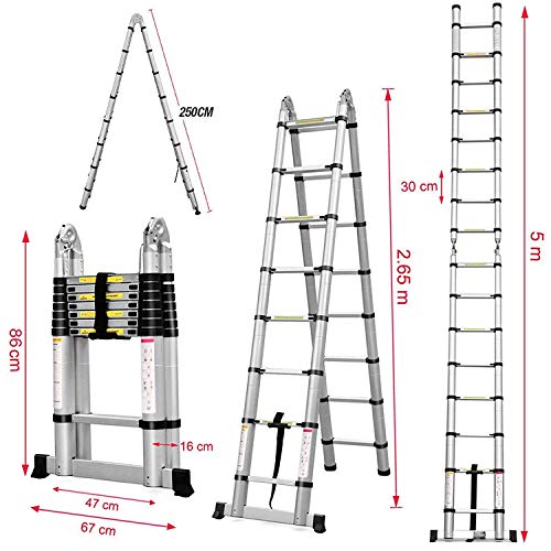 Coocheer WH-1-4579 5M Folding Telescopic Ladder thumb #1