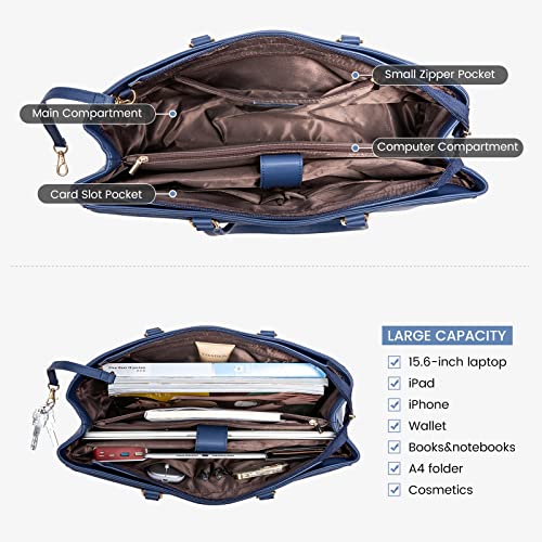 Image of Laptop Tote Bag for Women 15.6 Inch Waterproof Leather Computer Laptop Bag Women Business Office Work Bag Briefcase Large Travel Handbag Shoulder Bag