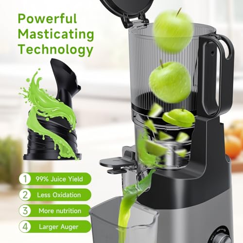 Luixxn ASIN Cold Press Juicer,5.8 Inch Extra Large Feed Chute Fit Whole Fruits & Vegetables,350W Slow Masticating Juicer Machines,Easy To Clea,High Juice Yield thumb #2