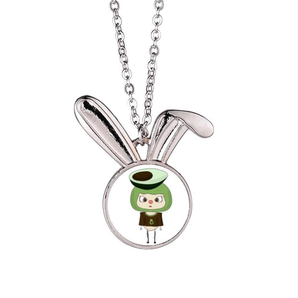 Collier lapin vert avocat pendentif aux finitions émaillées de luxe