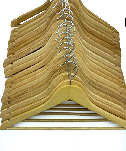 Pack 20 Perchas de Madera Maciza, para Colgar Ropa, Pantalones, Faldas, colgadores Tipo Percha con Muesca Antideslizante Cover